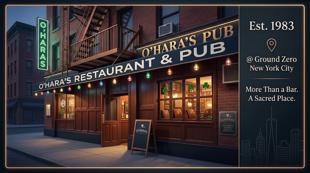 O'Hara's Pub exterior at night