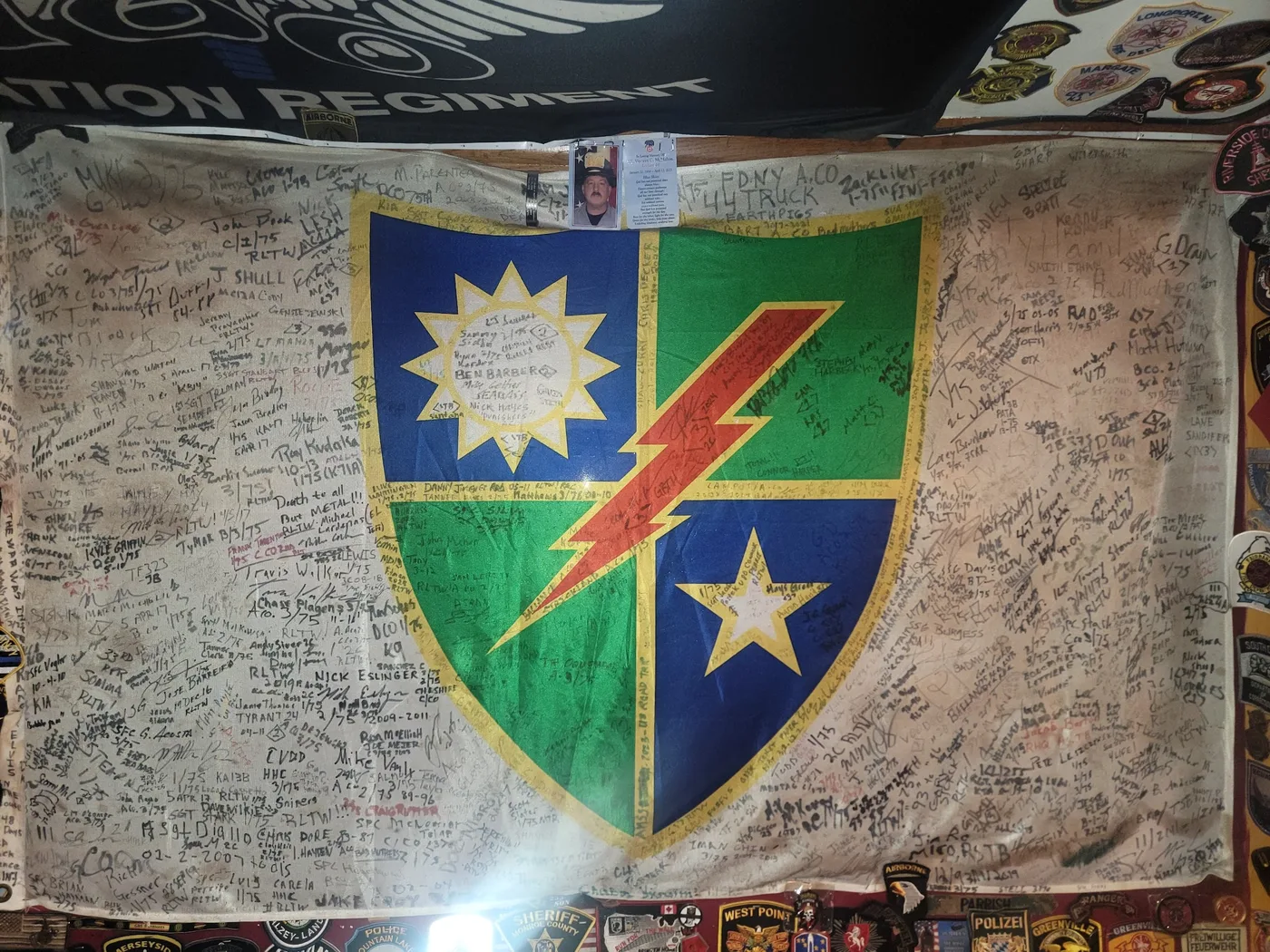 Signed regimental flag